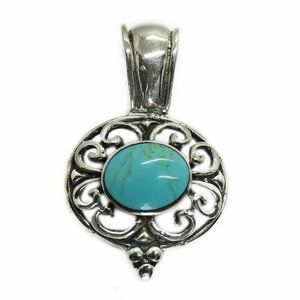JRI Mexico Turquoise Decorative Small Pendant Sterling Silver